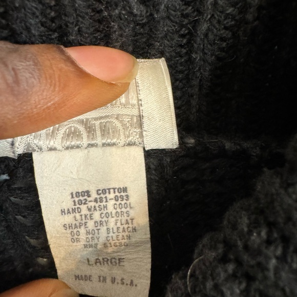 Vintage moda large cable knit cotton oversized turtleneck chunky sweater - Picture 5 of 7